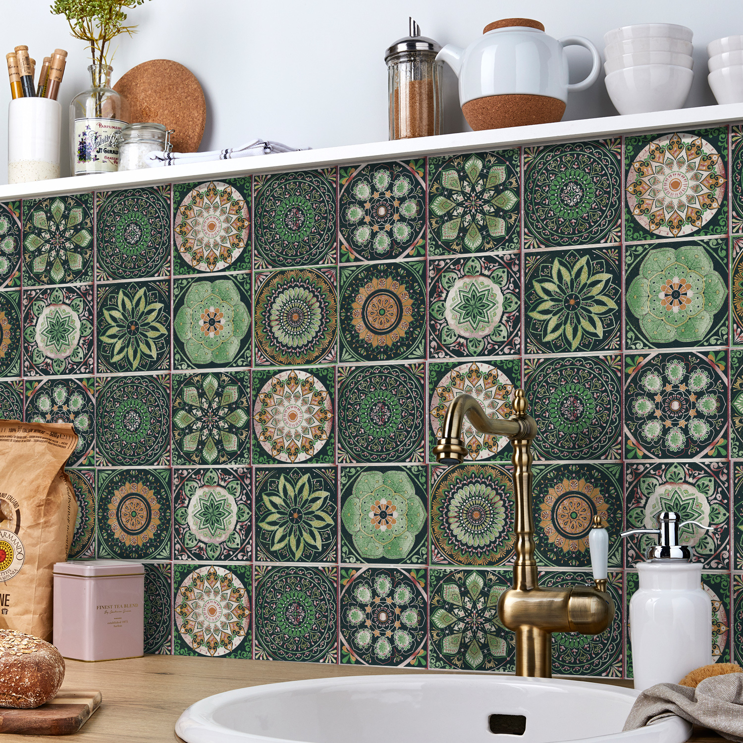 Commercial Kitchen Wall Panels - 24 pieces of Mandala Retro Pattern