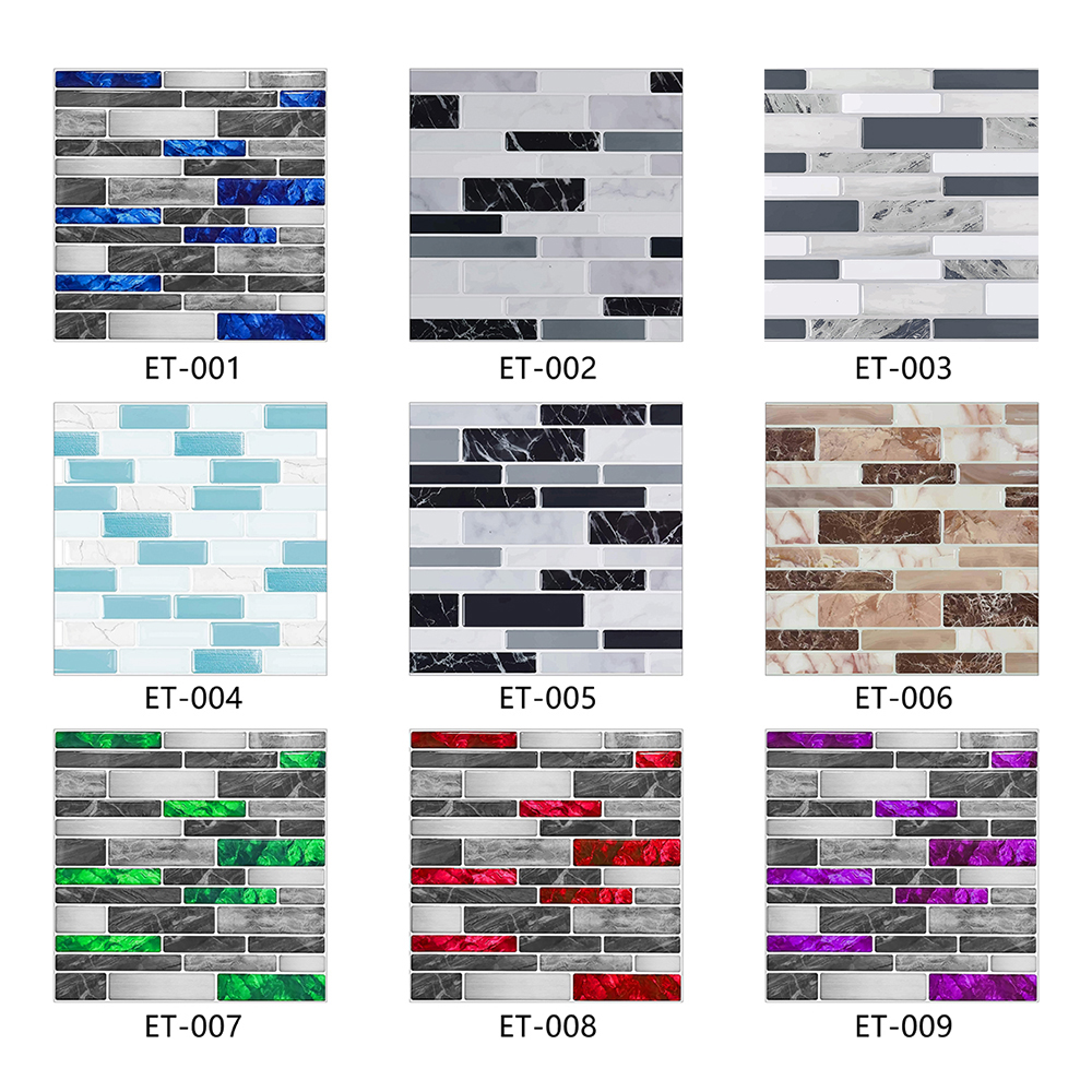 Commercial Kitchen Wall Panels - 10pcs/set Flat Marble Mosaic Tiles Sticker