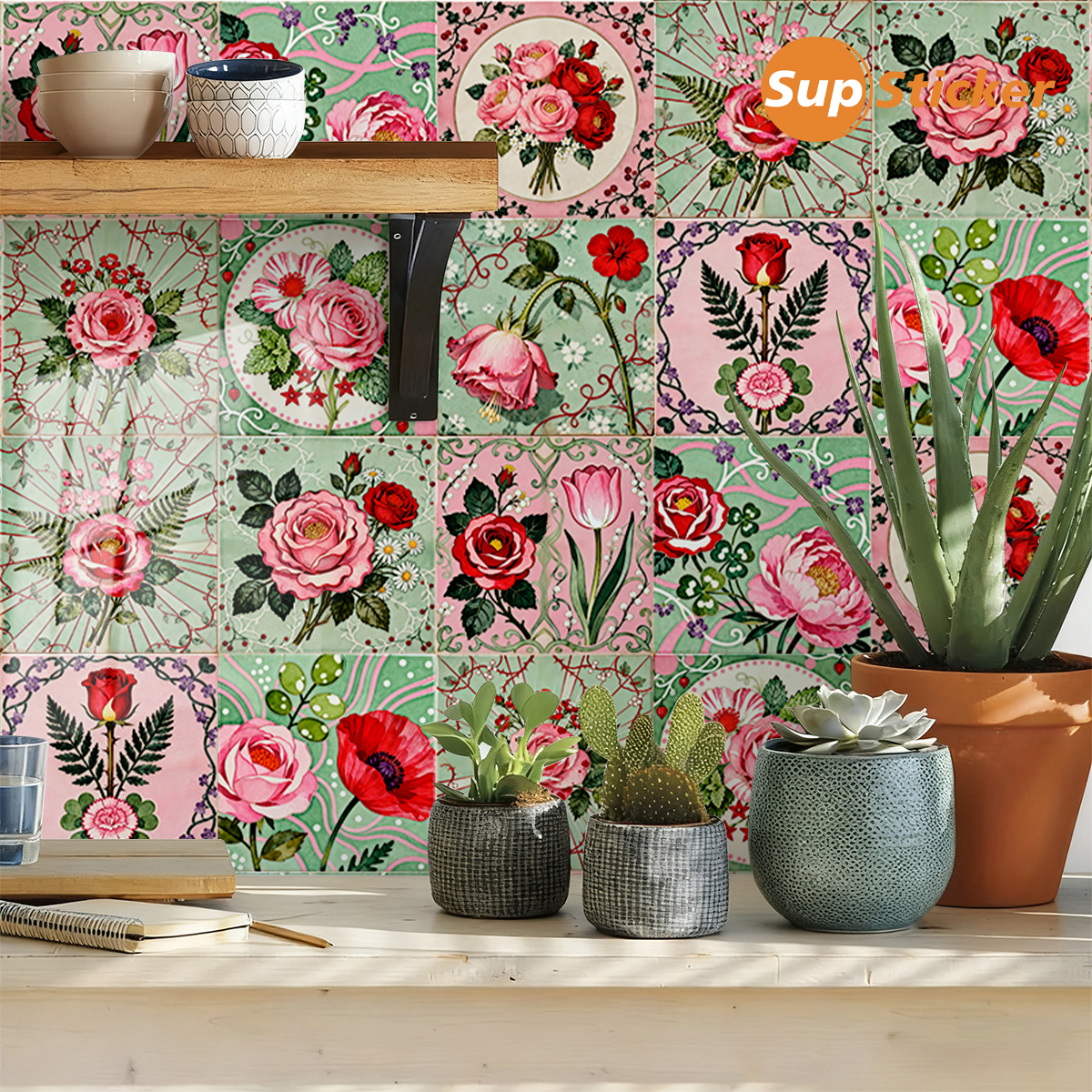 Floral Lemon Peel & Stick Wall - Commercial Kitchen Wall Panels บทวิจารณ์และราคา