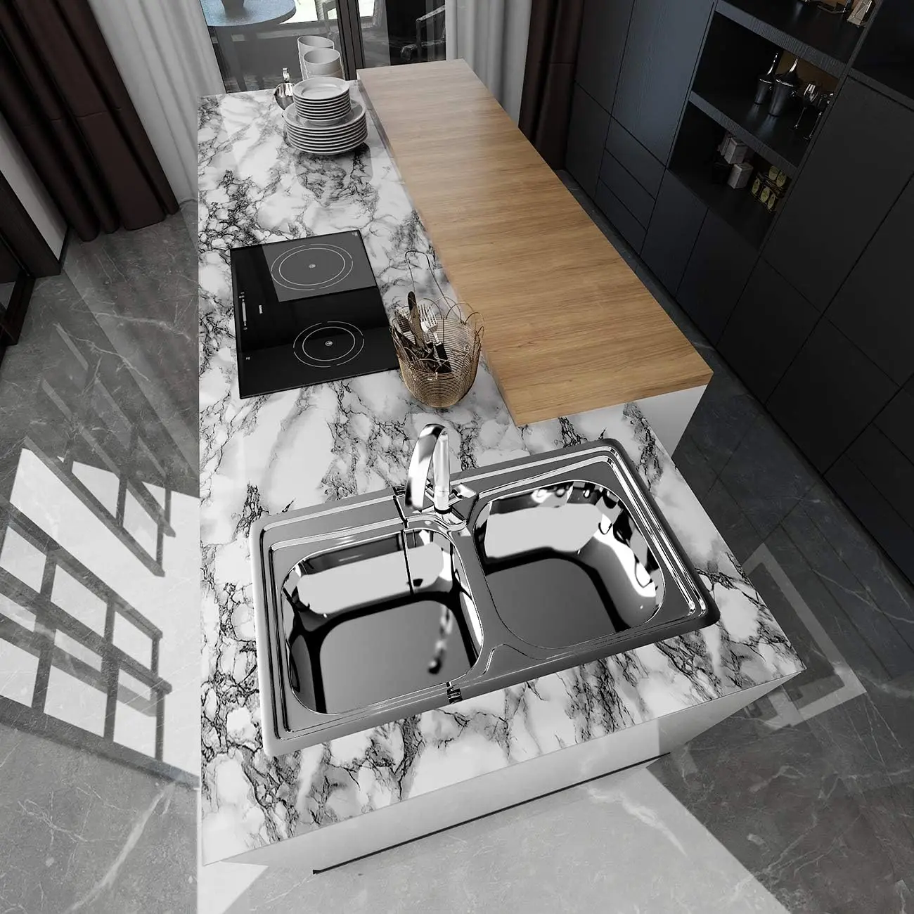 Marble Vinyl Self Adhesive Wal - Commercial Kitchen Wall Panels บทวิจารณ์และราคา