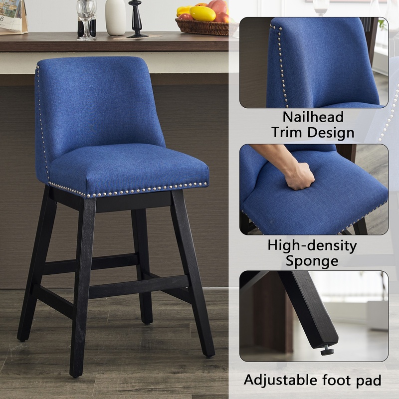 Dark Blue Upholstered Bar Stoo - Commercial Kitchen Designer บทวิจารณ์และราคา
