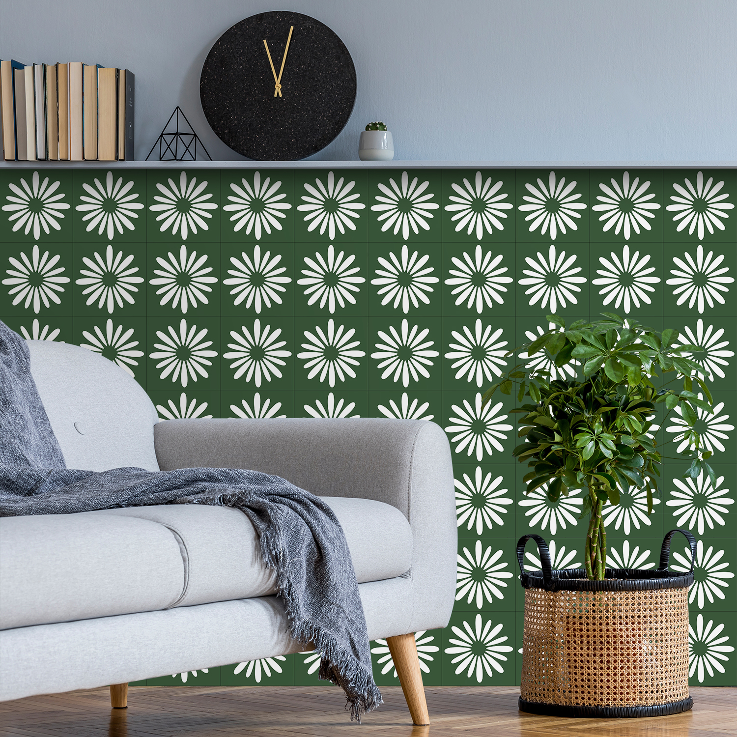 10pcs Green Daisy Matte Surfac - Commercial Kitchen Wall Panels บทวิจารณ์และราคา