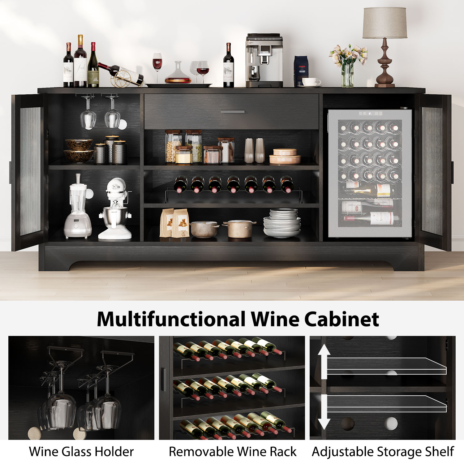 Wooden wine family bar cabinet - Commercial Kitchen Refrigerator บทวิจารณ์และราคา