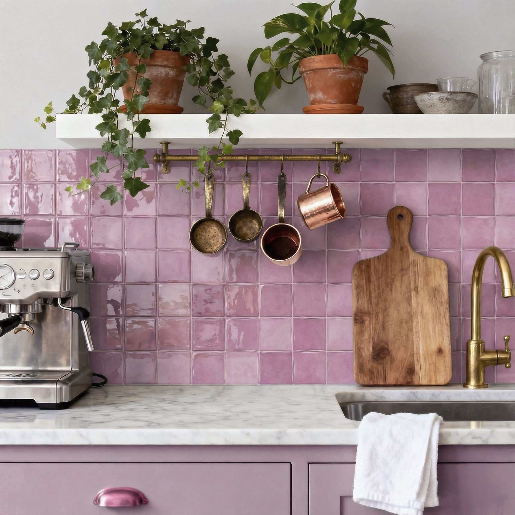 3D Epoxy Pink Tile Wall Sticke - Commercial Kitchen Wall Panels บทวิจารณ์และราคา