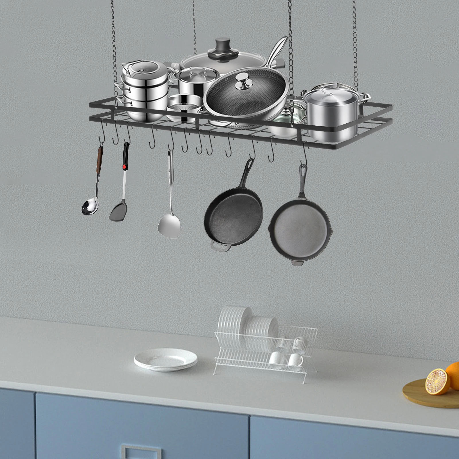 12-Hook Overhead Pot and Pan R - Commercial Kitchen Utensil Storage บทวิจารณ์และราคา