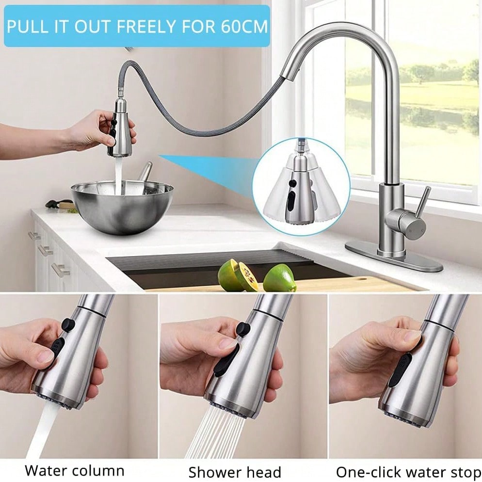1 Pc Kitchen Tap With Pull-Dow - Commercial Kitchen Tap With Spray บทวิจารณ์และราคา