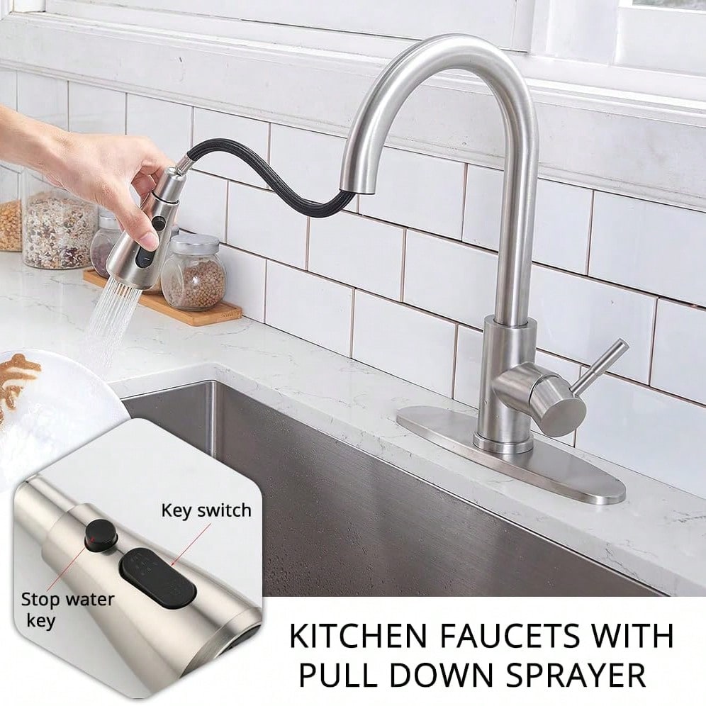 1 Pc Kitchen Tap With Pull-Dow - Commercial Kitchen Tap With Spray บทวิจารณ์และราคา