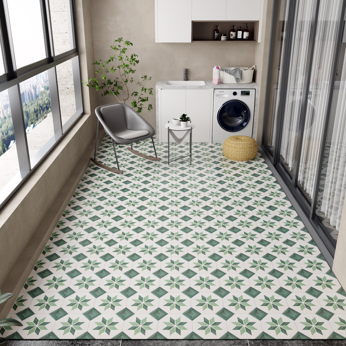 Balcony Floor Mat Pvc Leather  - Commercial Kitchen Vinyl Flooring บทวิจารณ์และราคา