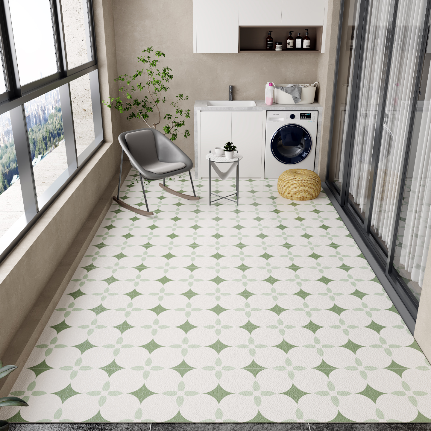 Balcony Floor Mat Pvc Leather  - Commercial Kitchen Vinyl Flooring บทวิจารณ์และราคา