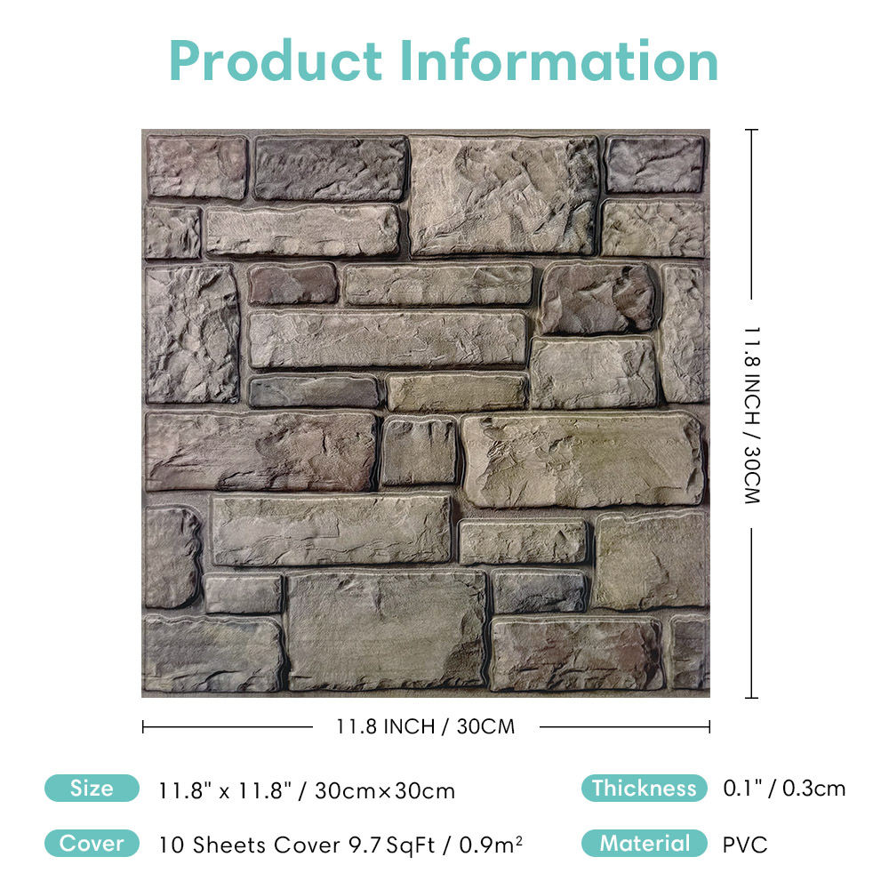10pcs 3D Faux Stone Peel and S - Commercial Kitchen Wall Panels บทวิจารณ์และราคา