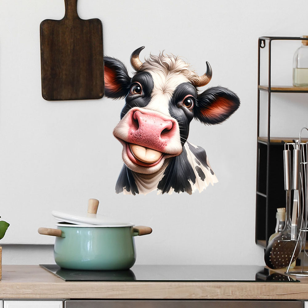 Smiling Cow Head Wall Sticker, - Commercial Kitchen Wall Panels บทวิจารณ์และราคา