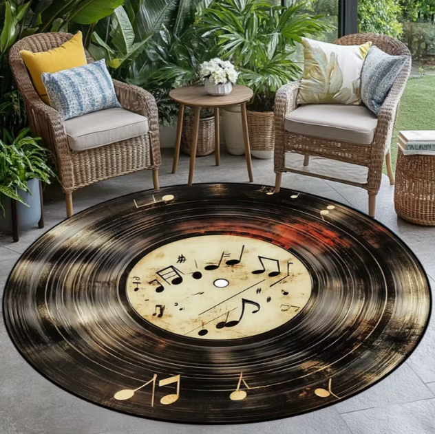 Retro Vinyl Record Pattern Car - Commercial Kitchen Vinyl Flooring บทวิจารณ์และราคา